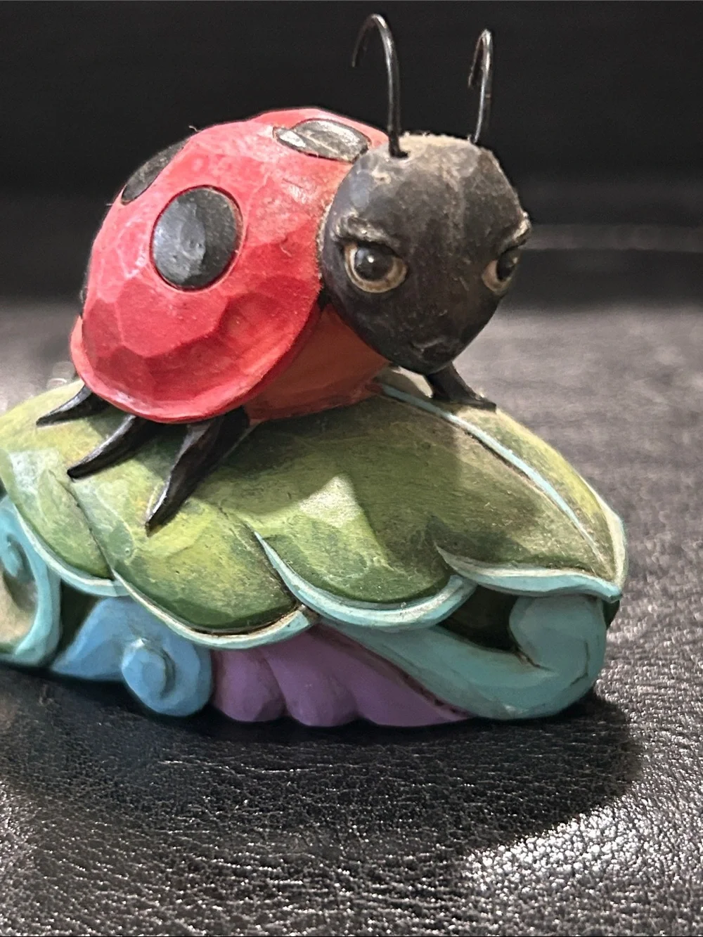 Jim Shore Red and Black Ladybug on Multicolor Leaf Figurine